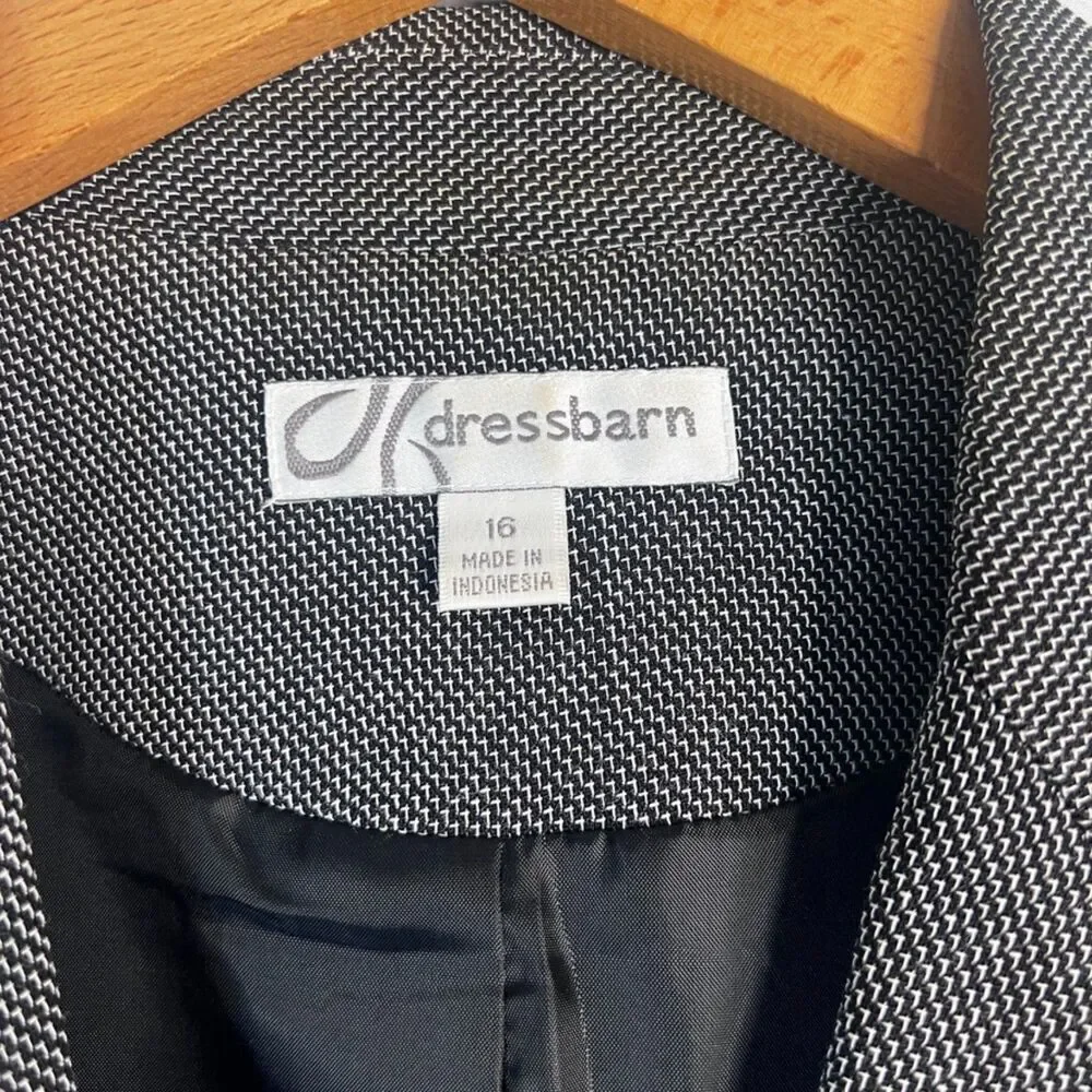 Dressbarn Black Subtle Pattern Wool Blend Lightweight Suit Blazer Jacket Size 16 - Picture 7 of 10